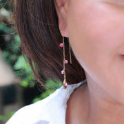 Clara - Pink Topaz Gold Threader Earrings  life style image | Breathe Autumn Rain Artisan Jewelry