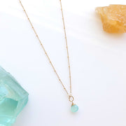 Seaspray - Seafoam Chalcedony Delicate Gold Necklace main image | Breathe Autumn Rain Artisan Jewelry