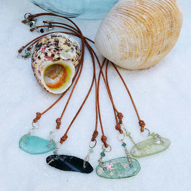 Beach Stroll - Sea Glass Necklace main image | Breathe Autumn Rain Artisan Jewelry