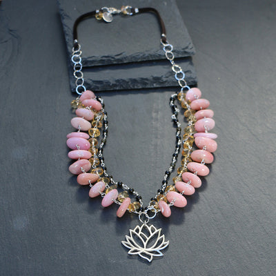 Bohemian Girl - Pink Peruvian Opal Necklace - BreatheAutumnRain