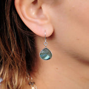 Oslo Nights - Faceted Labradorite Bezel Teardrop Earrings - life style image | BreatheAutumnRain