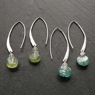 Salt and Sea - Distressed Roman Glass Earrings - Main Image | BreatheAutumnRain