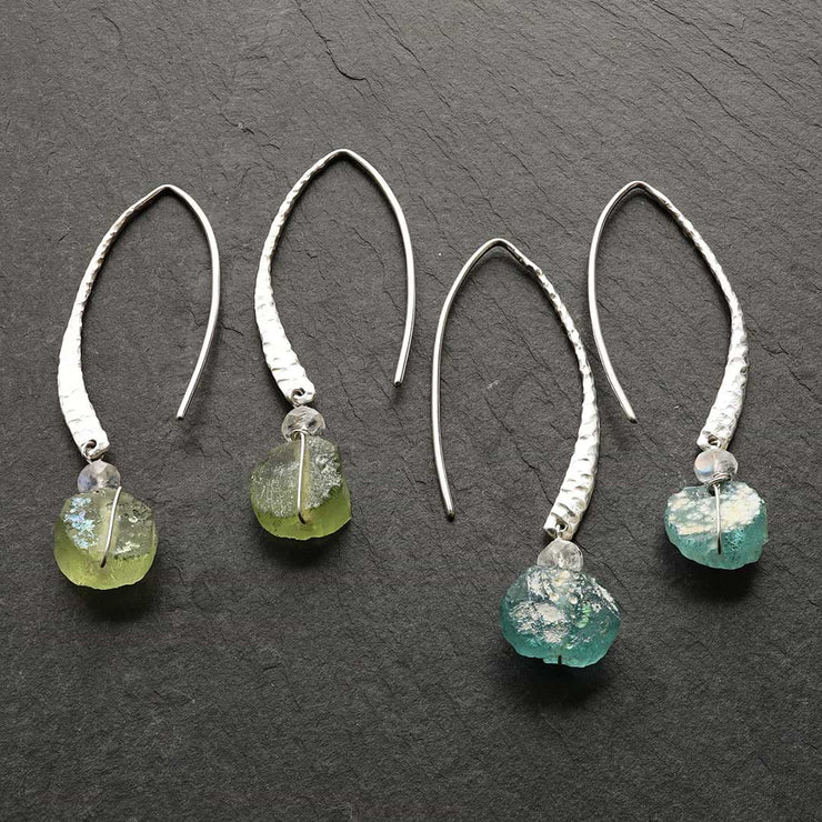 Salt and Sea - Distressed Roman Glass Earrings - Main Image | BreatheAutumnRain