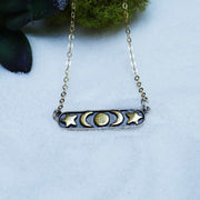Celestrial Silver Bar Necklace close-up image | Breathe Autumn Rain