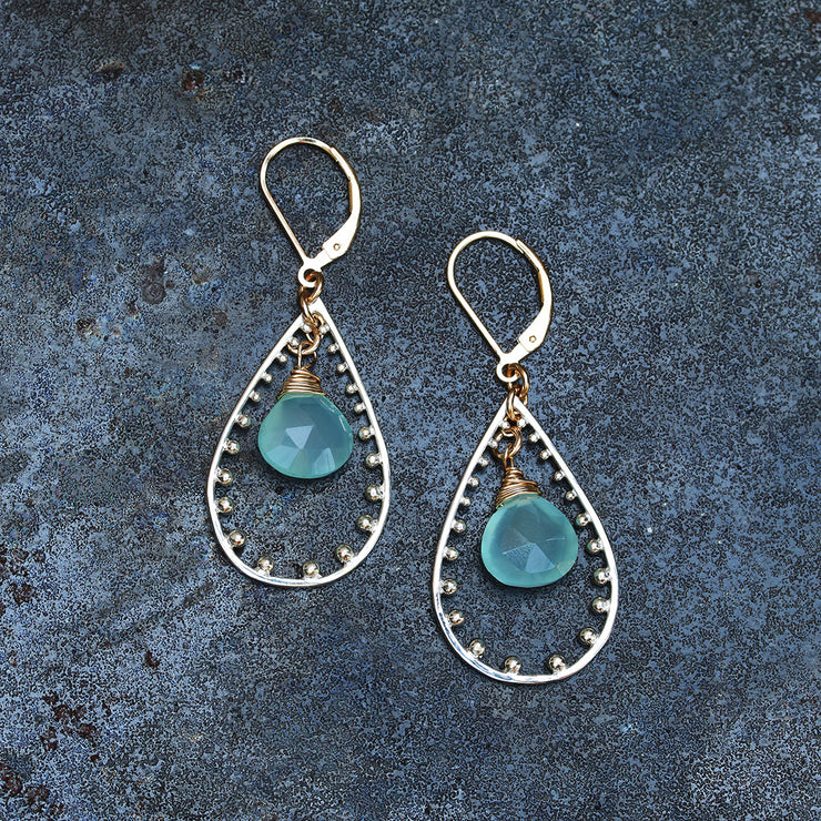 Seafoam Chalcedony Teardrop Sterling Silver Earrings | BreatheAutumnRain