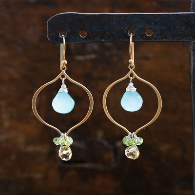 Dazzling Spectacle - Aqua Chalcedony Chandelier Earrings | BreatheAutumnRain