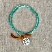 Do What You Love - Turquoise Bead Double Wrap Empowerment Charm Bracelet - Alt Image | BreatheAutumnRain