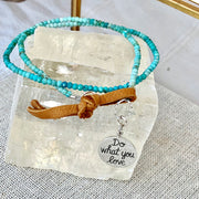 Do What You Love - Turquoise Bead Double Wrap Empowerment Charm Bracelet - Front Image | BreatheAutumnRain