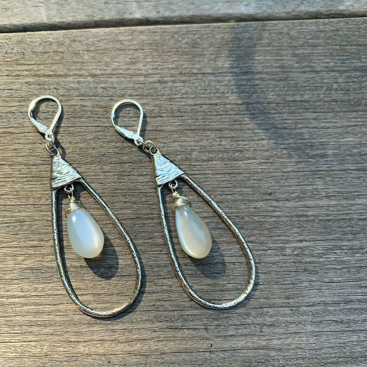 Firefly Glow - Moonstone Teardrop Earrings - alt image | BreatheAutumnRain