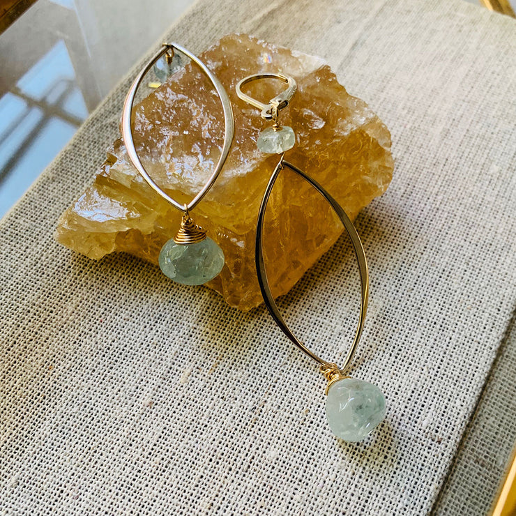 First Frost - Aquamarine Long Drop Earrings - Second Image | BreatheAutumnRain