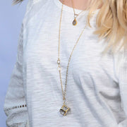 Gold-on-the-Rocks - Aquamarine Beryl Cube Necklace life style image | BreatheAutumRain