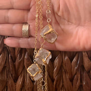 Gold-on-the-Rocks - Aquamarine Beryl Cube Necklace
