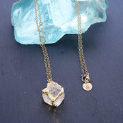 Gold-on-the-Rocks - Aquamarine Beryl Cube Necklace alternate image | BreatheAutumRain