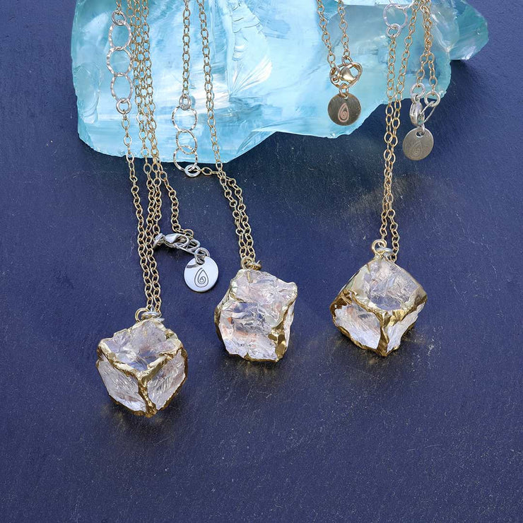 Gold-on-the-Rocks - Aquamarine Beryl Cube Necklace alternate image | BreatheAutumRain