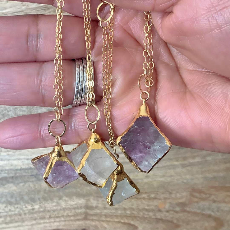 Hypnotic - Double-Pyramid Fluorite Pendant Necklace - third image | BreatheAutumnRain