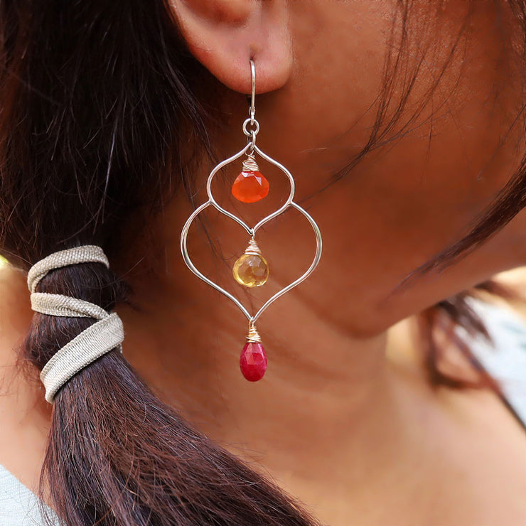 Lakshmi - Multi-Gemstone Lotus Earrings lifestyle image | Breathe Autumn Rain