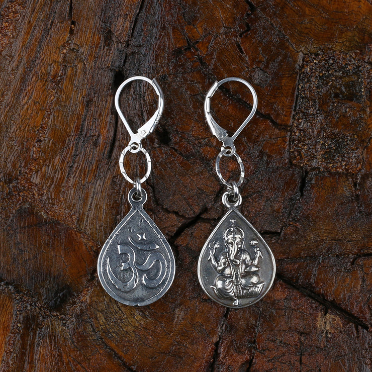 Lord Ganesha Om Sterling Silver Earrings - BreatheAutumnRain