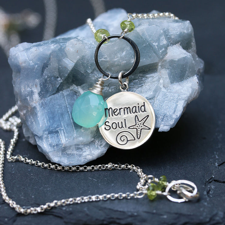 Mermaid Soul -  Seafoam Chalcedony Charm Necklace | BreatheAutumnRain