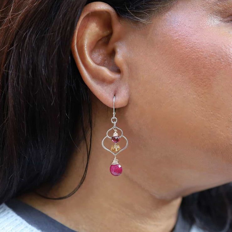 Dreaming of Bali - Ruby, Garnet, and Citrine Chandelier Earrings - life style image | Breathe Autumn Rain Artisan Jewelry