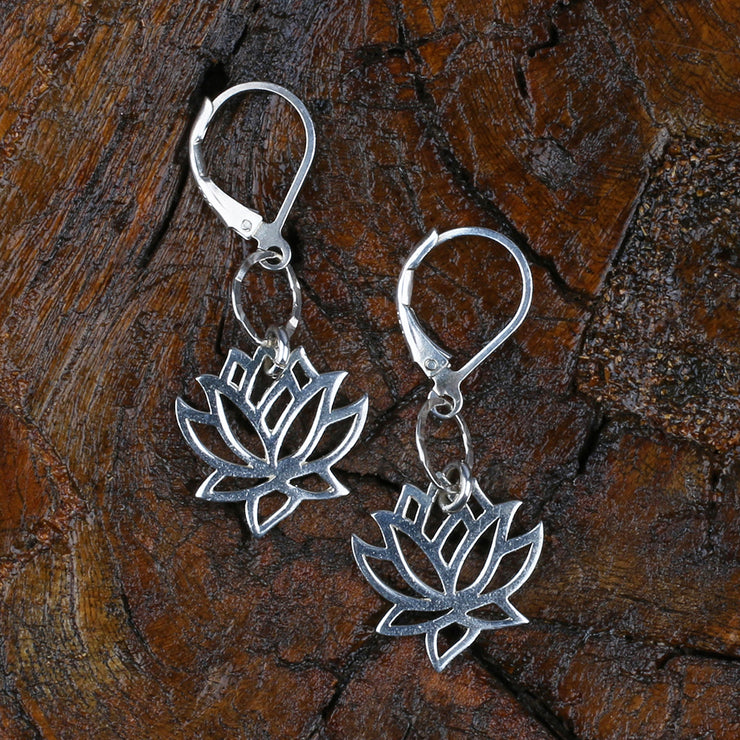 Lotus Blossom Sterling Silver Earrings Small - BreatheAutumnRain