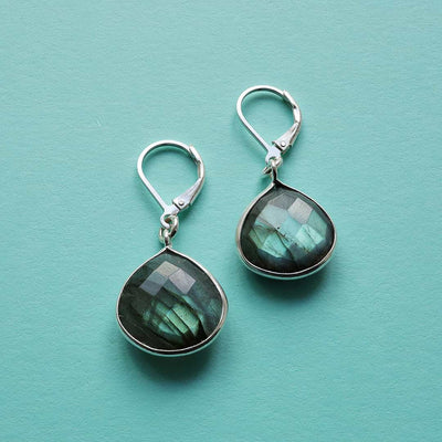 Oslo Nights - Faceted Labradorite Bezel Teardrop Earrings - main image | BreatheAutumnRain