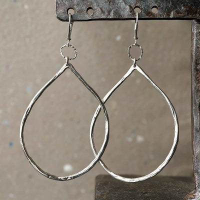 Raindrop - Sterling Silver Hoop Earrings - main image | BreatheAutumnRain