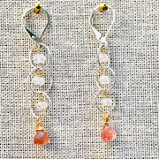 Rosebud First Snow - Cherry Quartz and Moonstone Sterling Silver Tiered Earrings - alternate Image | BreatheAutumnRain