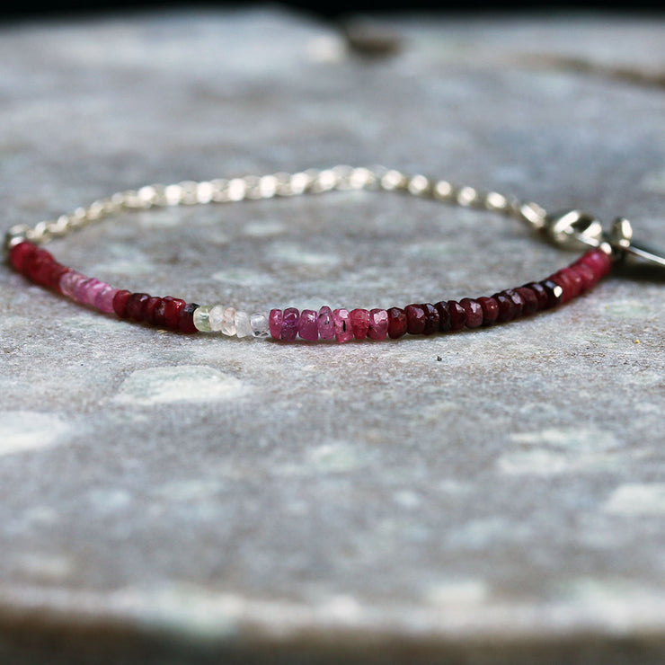 Ruby-Lou - Ombre Ruby Sterling Silver Stacking Bracelet | BreatheAutumnRain