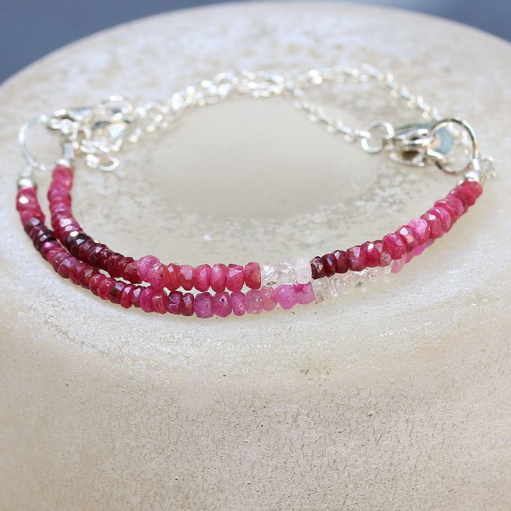 Ruby-Lou - Ombre Ruby Sterling Silver Stacking Bracelet | BreatheAutumnRain