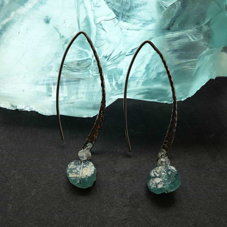 Salt and Sea - Distressed Roman Glass Earrings - alternative Image | BreatheAutumnRain