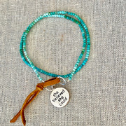 She Believed She Could - Turquoise Bead Double Wrap Empowerment Charm Bracelet - Alt Image | BreatheAutumnRain