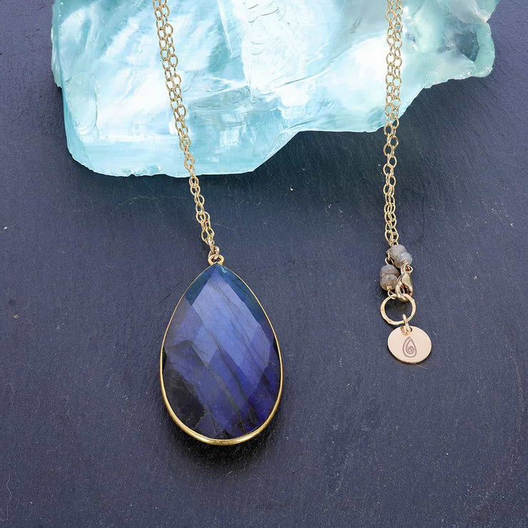 Something Blue - Blue Labradorite Gold Pendant Necklace - main image | BreatheAutumnRain