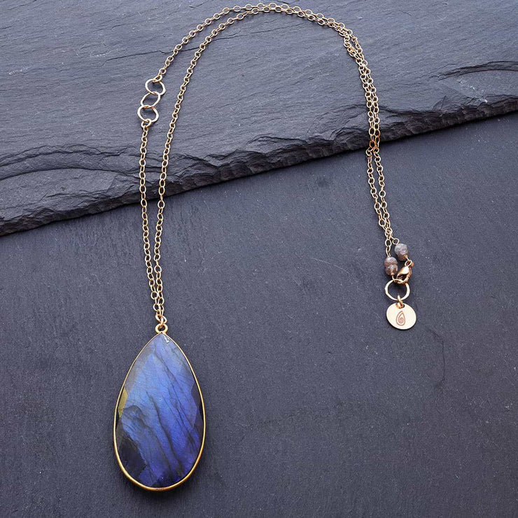 Something Blue - Blue Labradorite Gold Pendant Necklace - alternate image | BreatheAutumnRain