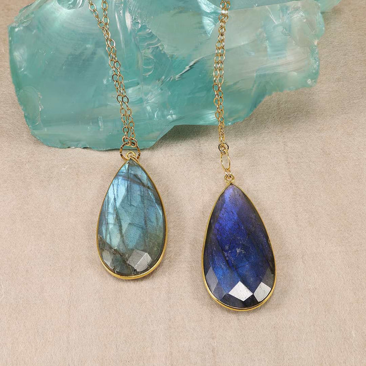 Something Blue - Blue Labradorite Gold Pendant Necklace - alternate image | BreatheAutumnRain