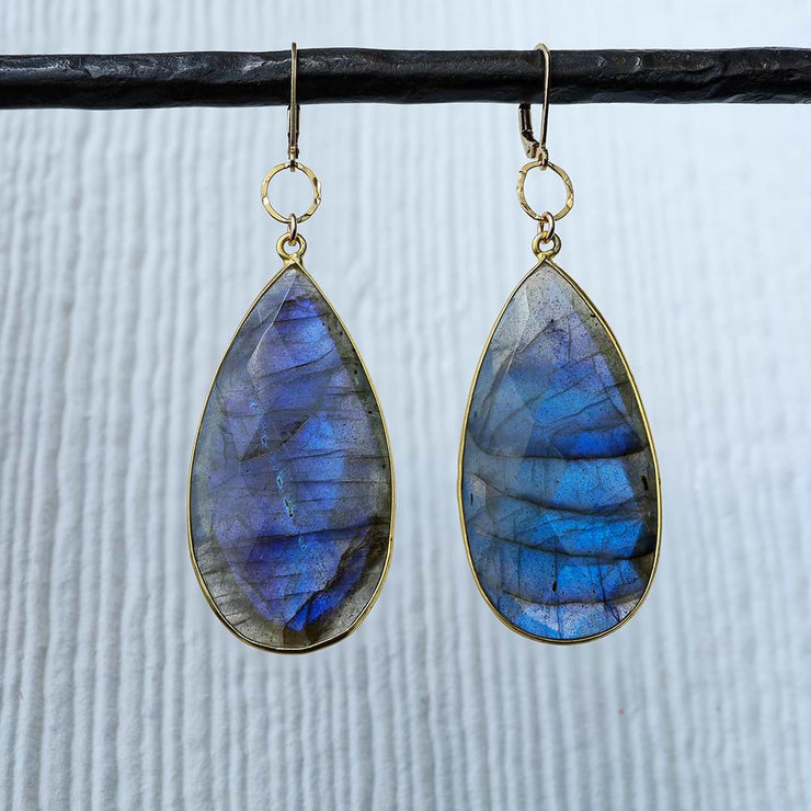 Something Blue - Blue Labradorite Teardrop Earrings