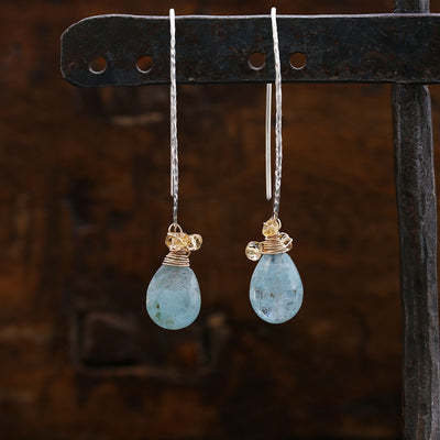 Spontaneously Blue - Organic Aquamarine Sterling Silver Drop Earrings | BreatheAutumnRain