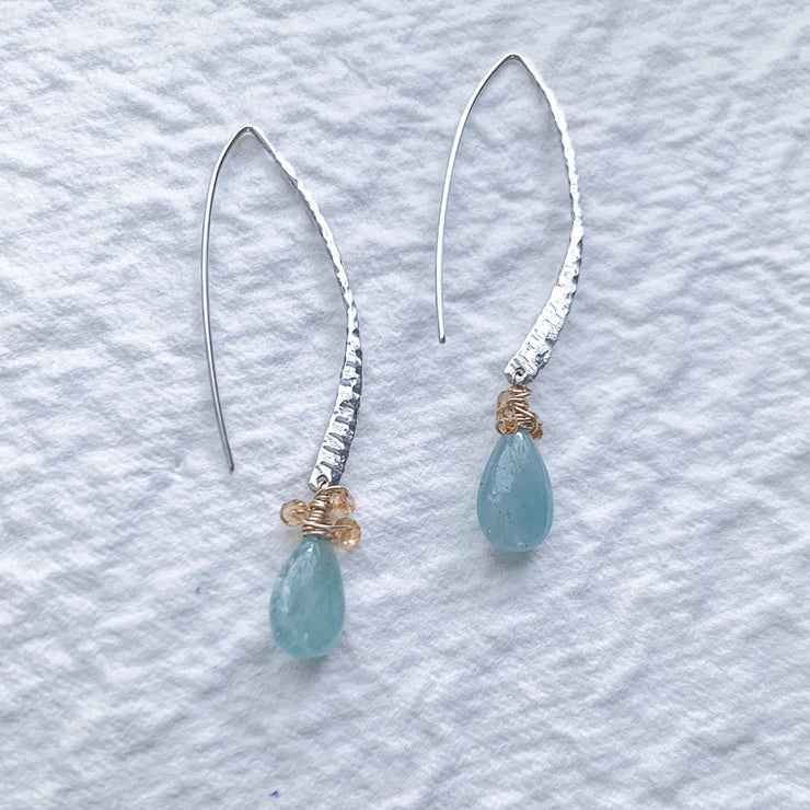 Spontaneously Blue - Organic Aquamarine Sterling Silver Drop Earrings - alternate image | BreatheAutumnRain