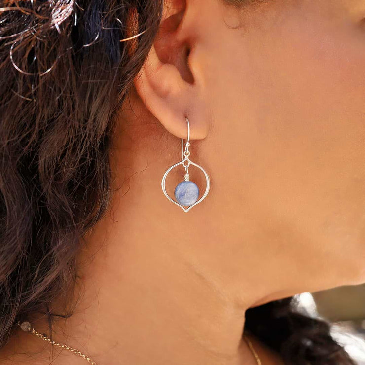 True Blue - Blue Kyanite Hoop Earrings - life style image | BreatheAutumnRain