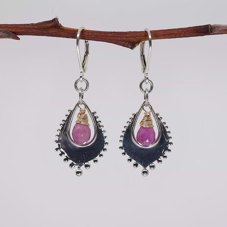Venice - Pink Sapphire Silver Earrings alt image | Breathe Autumn Rain Artisan Jewelry
