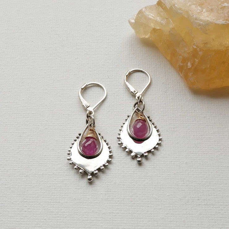 Venice - Pink Sapphire Silver Earrings alt image | Breathe Autumn Rain Artisan Jewelry