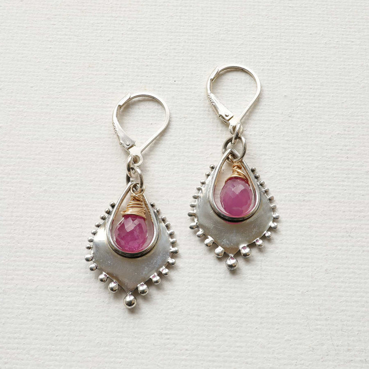 Venice - Pink Sapphire Silver Earrings alt image | Breathe Autumn Rain Artisan Jewelry
