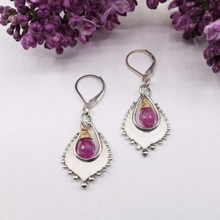Venice - Pink Sapphire Silver Earrings main image | Breathe Autumn Rain Artisan Jewelry