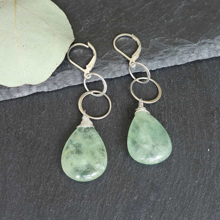 Verte - Smooth Natural Aquamarine Sterling Silver Drop Earrings - alternate image | BreatheAutumnRain