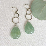 Verte - Smooth Natural Aquamarine Sterling Silver Drop Earrings - main image | BreatheAutumnRain