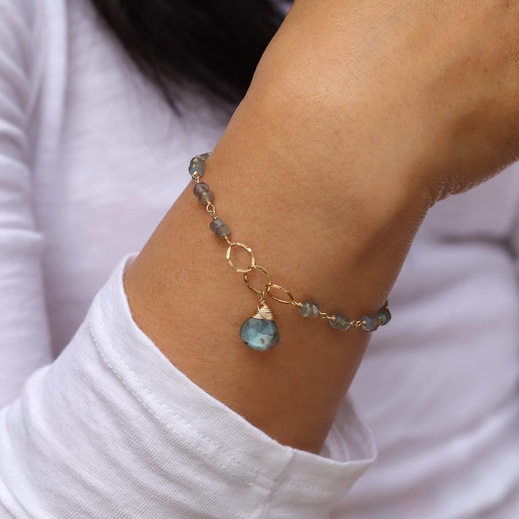 Amaya - Labradorite Gold Bracelet life style image | Breathe Autumn Rain Artisan Jewelry