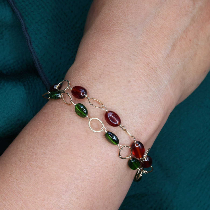 Turquoise & Hessonite Garnet Bracelet - Wild Hare Gems