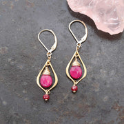 Amelie - Dainty Ruby Teardrop Gold Earrings main image | Breathe Autumn Rain Artisan Jewelry