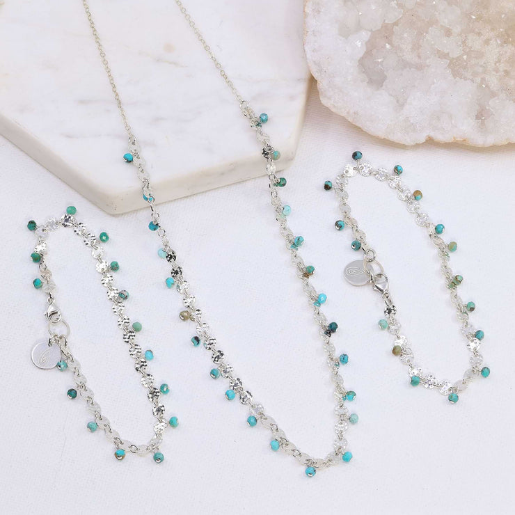Amira - Sleeping Beauty Turquoise Silver Necklace  Bracelet Set main image | Breathe Autumn Rain Artisan Jewelry