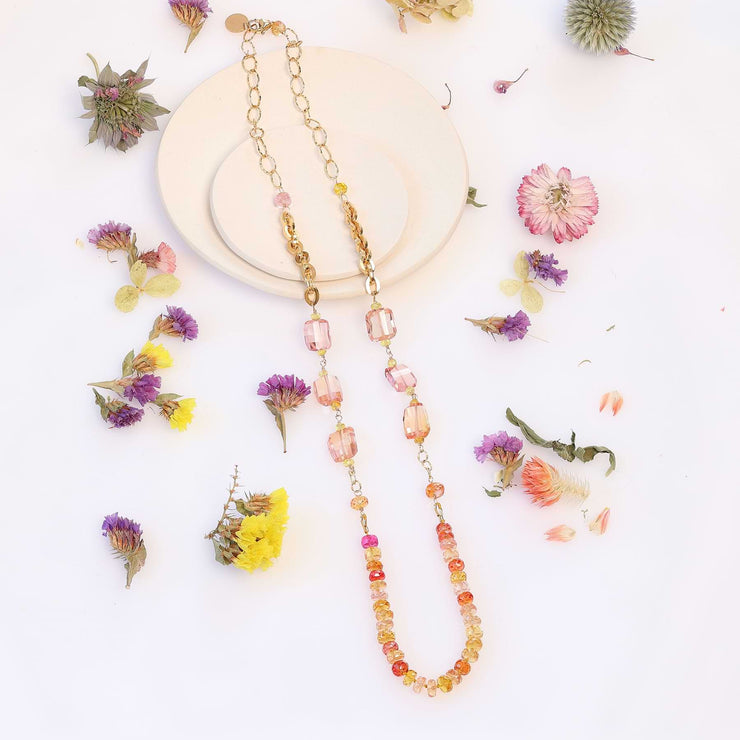 Amsterdam - Padparadscha Sapphire Gold Necklace main image | Breathe Autumn Rain Artisan Jewelry