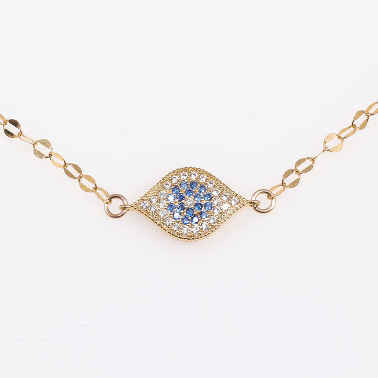 Ankara - Topaz Evil Eye Pendant Gold Necklace image | Breathe Autumn Rain Artisan Jewelry